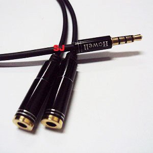 Kabel Aux Stereo Gold Splitter MIC   SPEAKER Murah