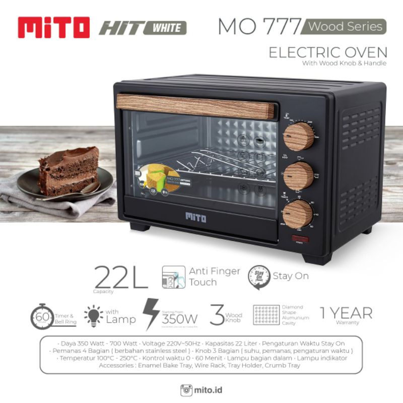 Mito Oven Listrik Low Watt 22 Liter HIT MO 777 - MO777  350 watt Pemanggang Roti Kue Toaster