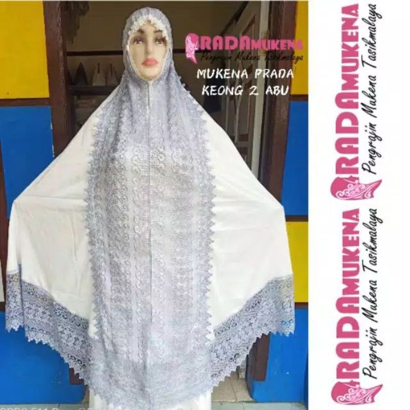 Mukena renda warna prada motif keong halus premium jumbo