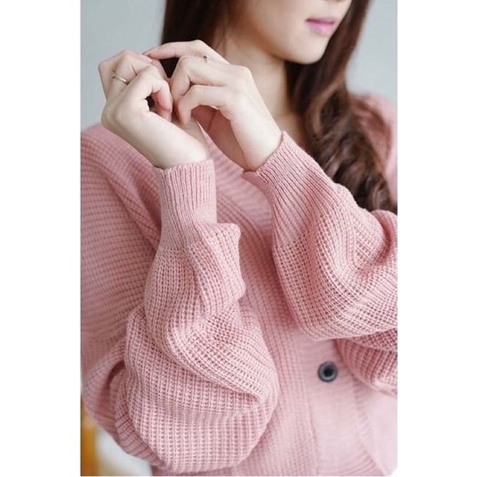 Nakara Cardigan Rajut Premium / Cardigan Rajut Wanita / Cardy Oversize Lengan Balon