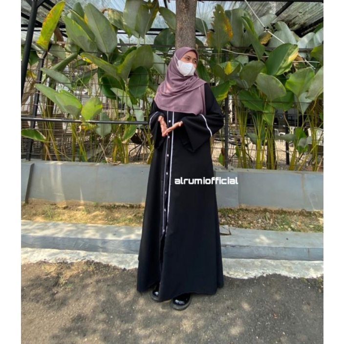 Baju Gamis RUMMI Abaya Syar'i Hitam Polos Dress Muslim Wanita Remaja Dewasa Casual Basic Terbaru