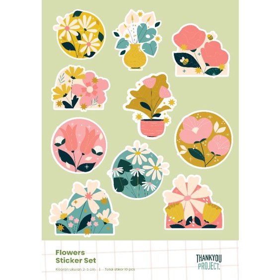 Flower stickers - stiker tumbler bunga aesthetic jurnal planner