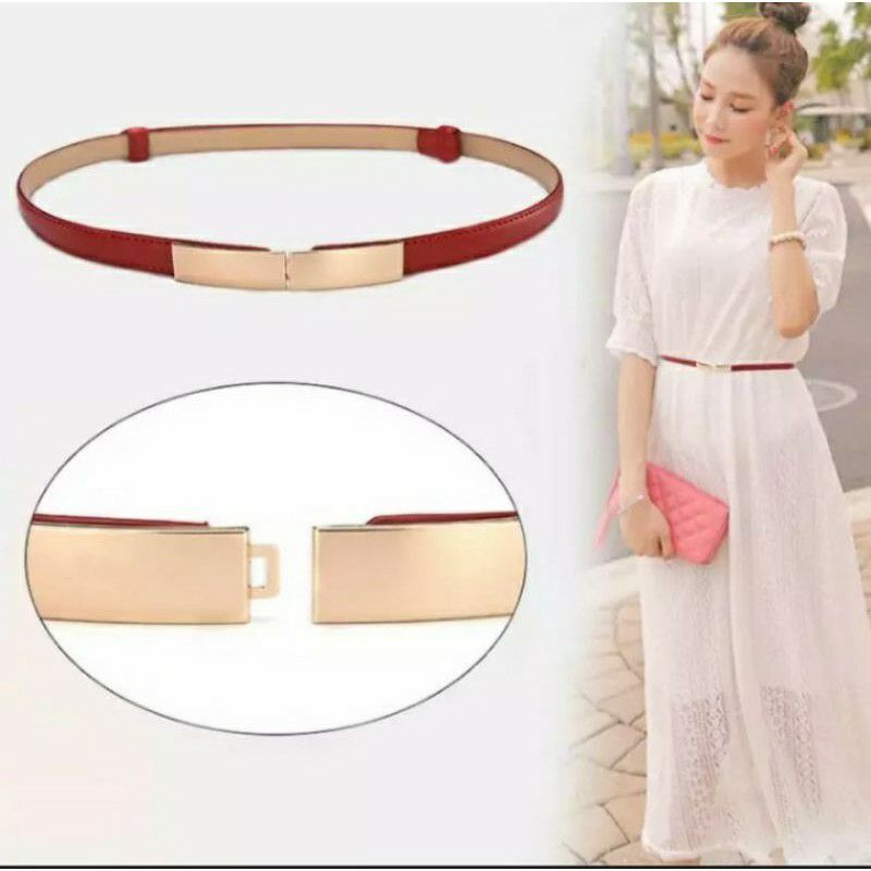 YF COLLECTION - IKAT PINGGANG BELT DRESS WANITA PU PLAT CASUAL &quot;DUO SQUARE&quot;