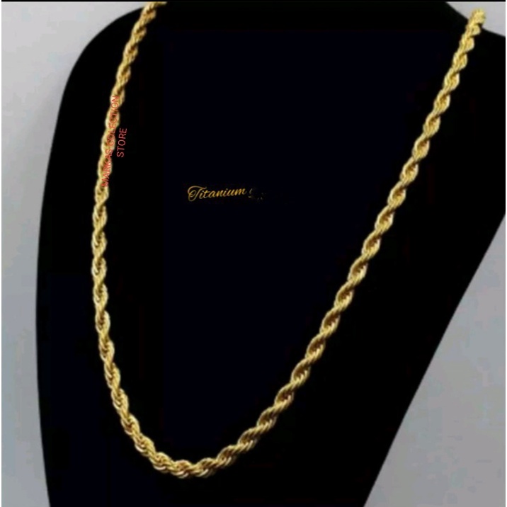 KALUNG TAMBANG TITANIUM PRIA WANITA GOLD AKSESORIS PRIA TITANIUM ASLI