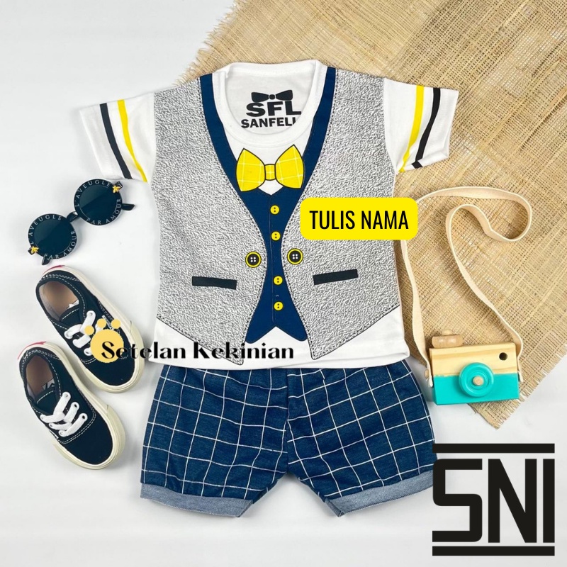 [GRATIS TULIS NAMA] Setelan Anak Laki Laki 0-12 bulan Set Baby Boy Keren Kado Newborn Lahiran