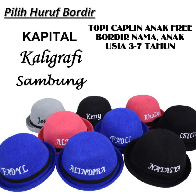 Topi Caplin Anak Gratis Bordir Nama