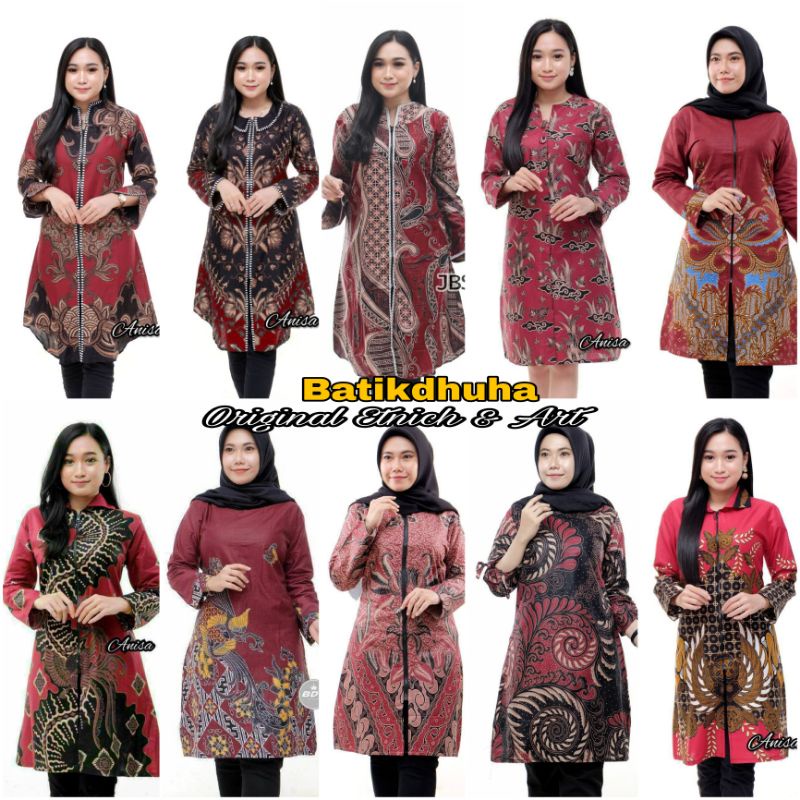 ATASAN BATIK WANITA WARNA MERAH MAROON / SERAGAM BATIK WARNA MERAH MARUN / TUNIK BATIK WARNA MERAH