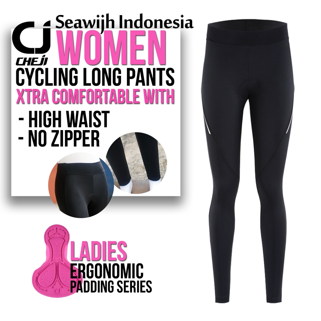 Celana Panjang Padding Sepeda Balap Wanita Hijab Cheji Women Cycling Bib Long Pants