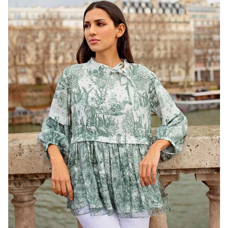 EL MAR MINORCA BLOUSE GREEN SIZE S