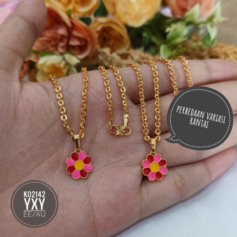 Kalung Anak Yaxiya Bunga Mixcolor Rantai Nori K02142