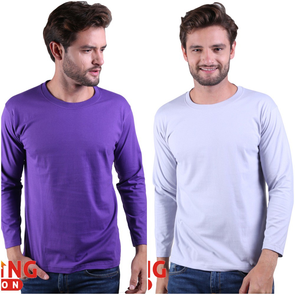 Kaos Panjang Polos Pria - Oneck / Basic Tshirt Oneck Cotton Cardet - PLS (COMB)