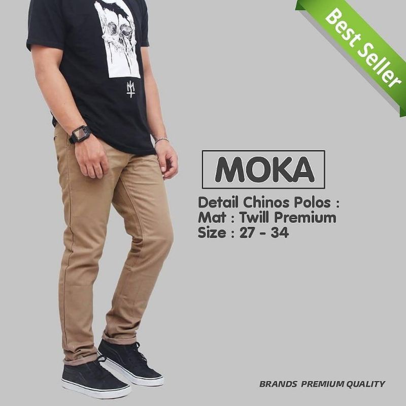 CELANA CHINO Panjang pria Slimfit KERJAHARIAN Santai Casual Formal Hitam Abu Cream Mocca Size 27-38