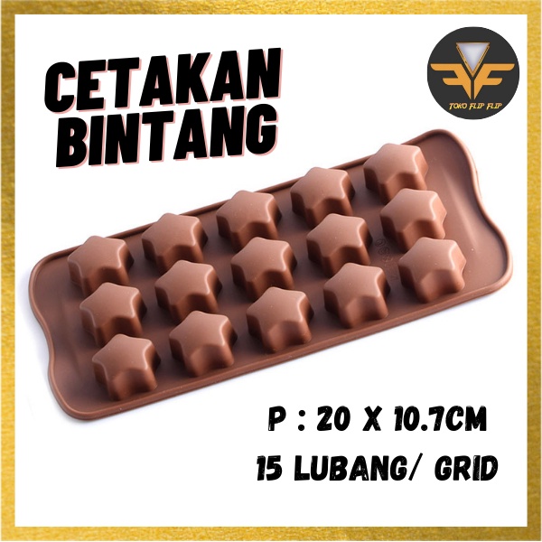 Cetakan Coklat Silicone Bintang Star 15 Grid Cetakan Coklat Jelly Pudding es Batu Star 15 Lubang Silicone Molds Baking Chocolate