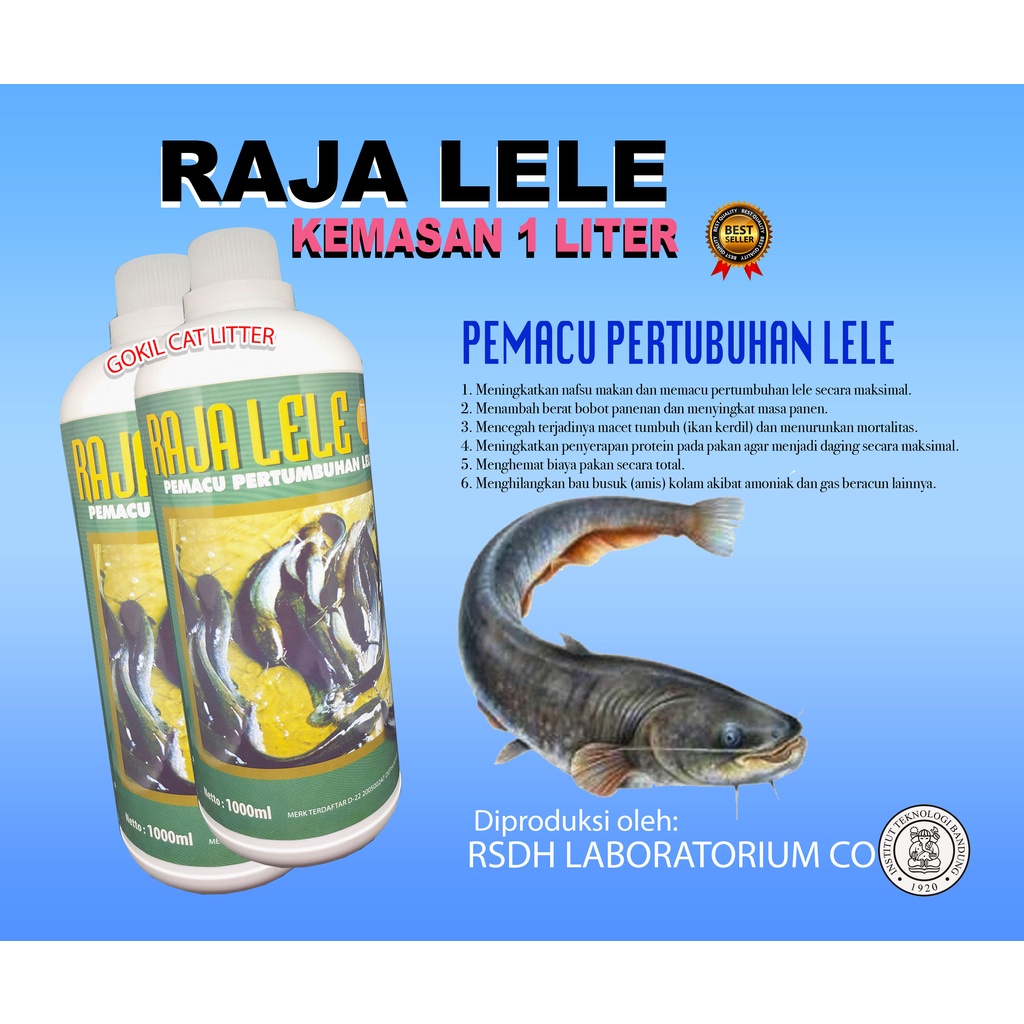 RAJA LELE 1 LITER-VITAMIN PENGGEMUK IKAN-PROBIOTIK PEMACU PERTUMBUHAN IKAN-LELE