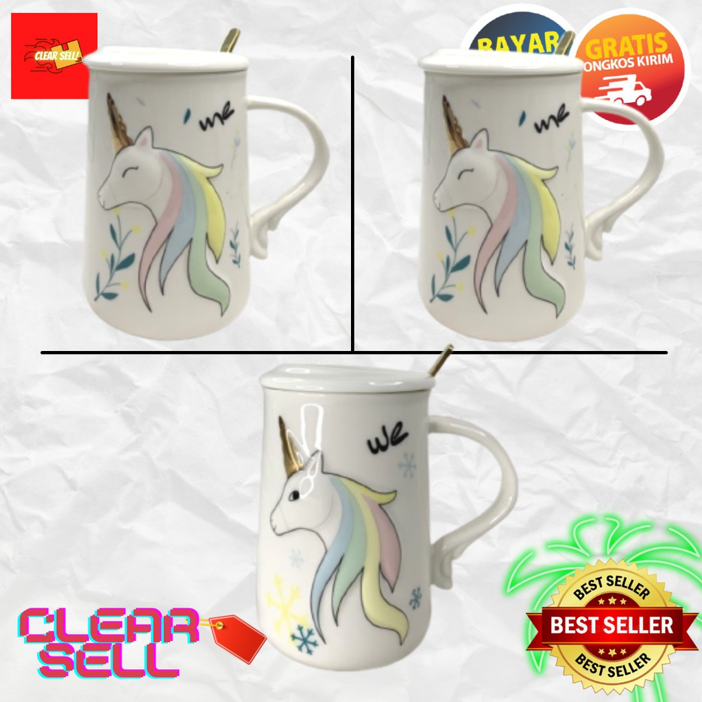 Pusat Grosir Gelas Keramik / Ceramic Motif Unicorn P X L X T = 8.5cm X 8.5cm X 12cm 977a pxeQb9aS1Vx9p5