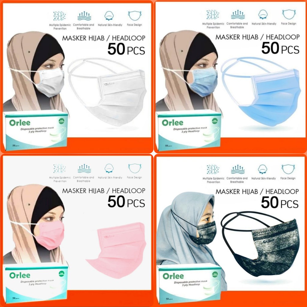 Jual Masker Hijab Masker Medis Ply Headloop Orlee KEMENKES Pcs Shopee Indonesia