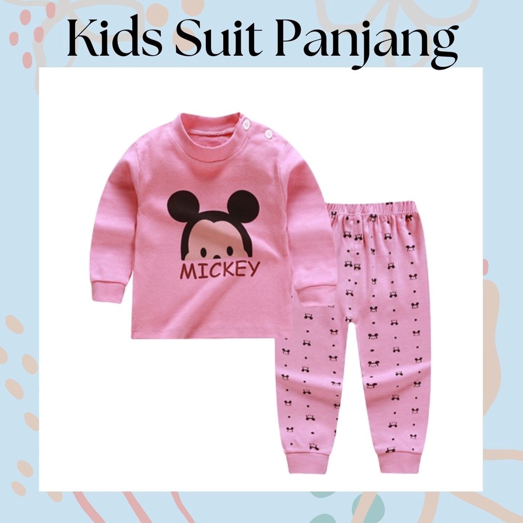 LittleAaron KIDS SUIT PANJANG Setelan Anak Bahan Kaos Lengan + Celana Berkualitas Import cewek cowok NEW1