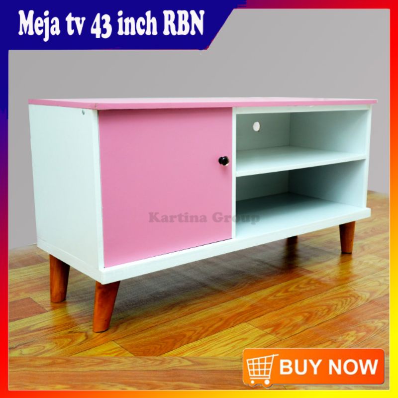 Meja Tv Led 43 inch minimalis Modern Kekinian Aestethic Premium Reborn