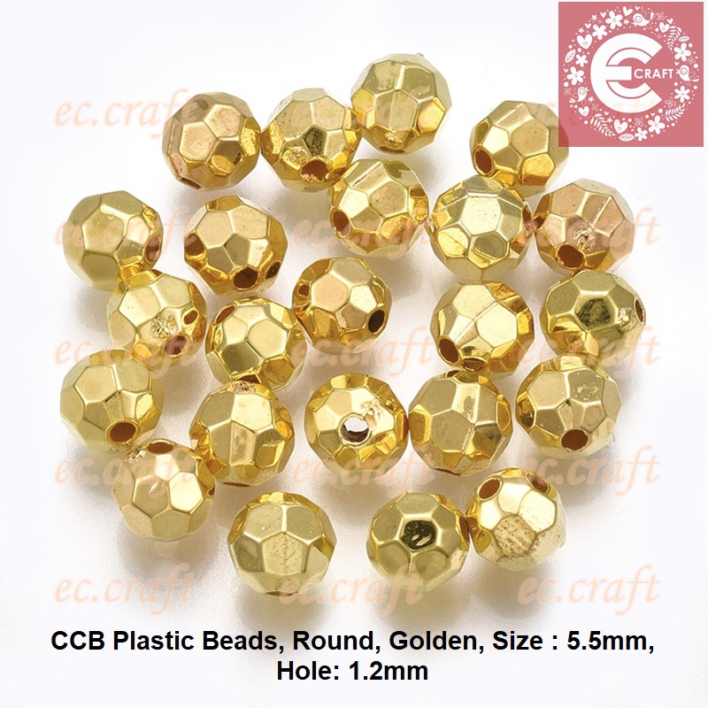 1 PACK MANIK SPACER CCB PLASTIC BEADS GOLD SIZE 5.5MM