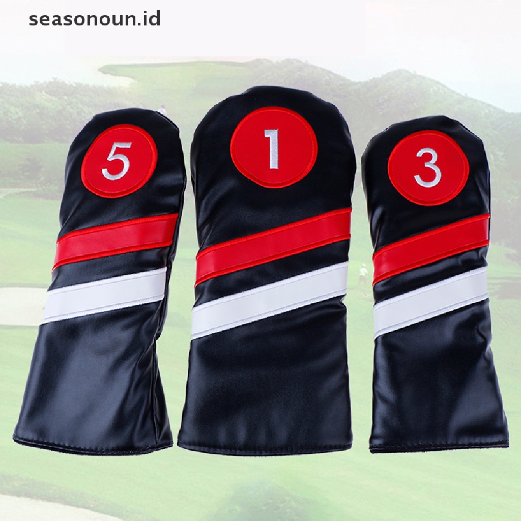 Cover Kepala Tongkat Golf #1 #3 #5 Kepala Penutup Driver / Fairway Rescue / Hybrid Bahan Kulit PU