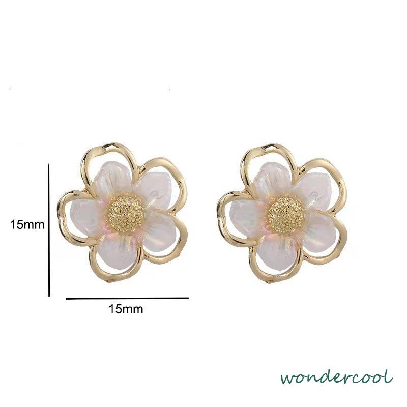 Simple Retro Super Fairy Double Layer Flower Earrings Wanita Anting Fashion Pribadi-Won