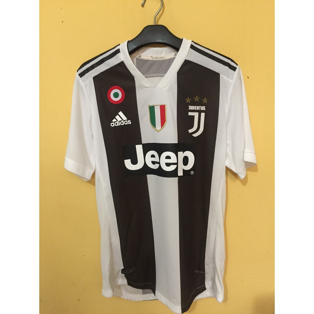 Jersey Juventus Adidas Home Musim 2018/2019 Climachill + Full Patch UCL Lengkap