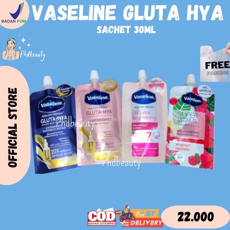 ‼️SIAP KIRIM‼️VASELINE GLUTA HYA SACHET 30ML VASELINE SACHET THAI