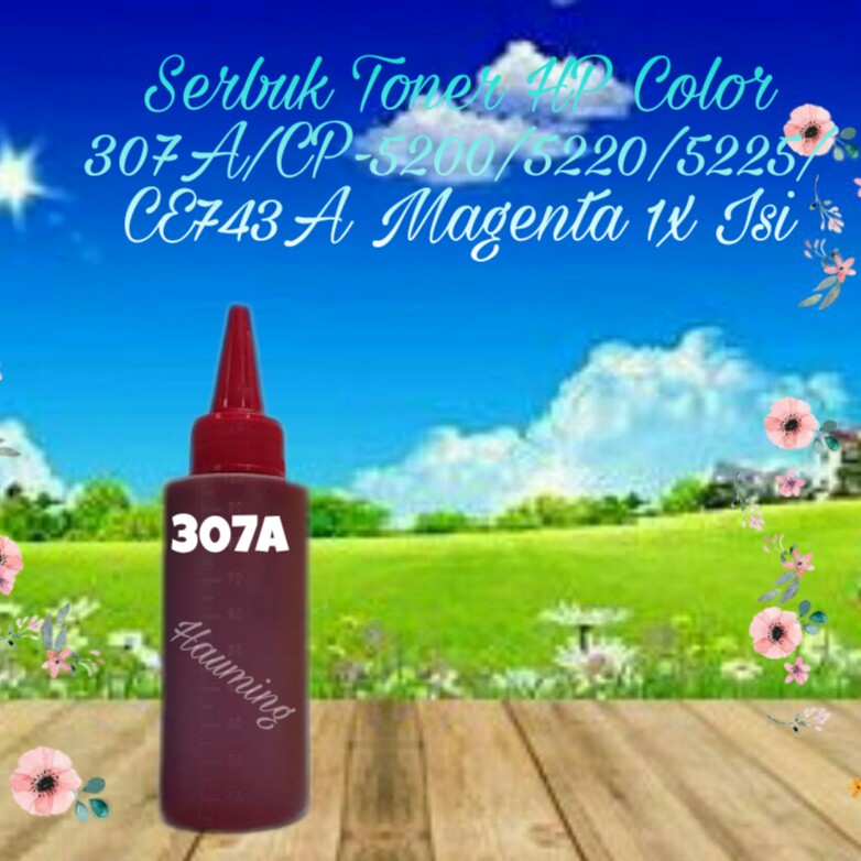 Serbuk Toner HP 307A CP5200 CP5220 CP5225 CP5225DN CP5225N CP-5200 5220 5225 CE743A Magenta 1x Isi