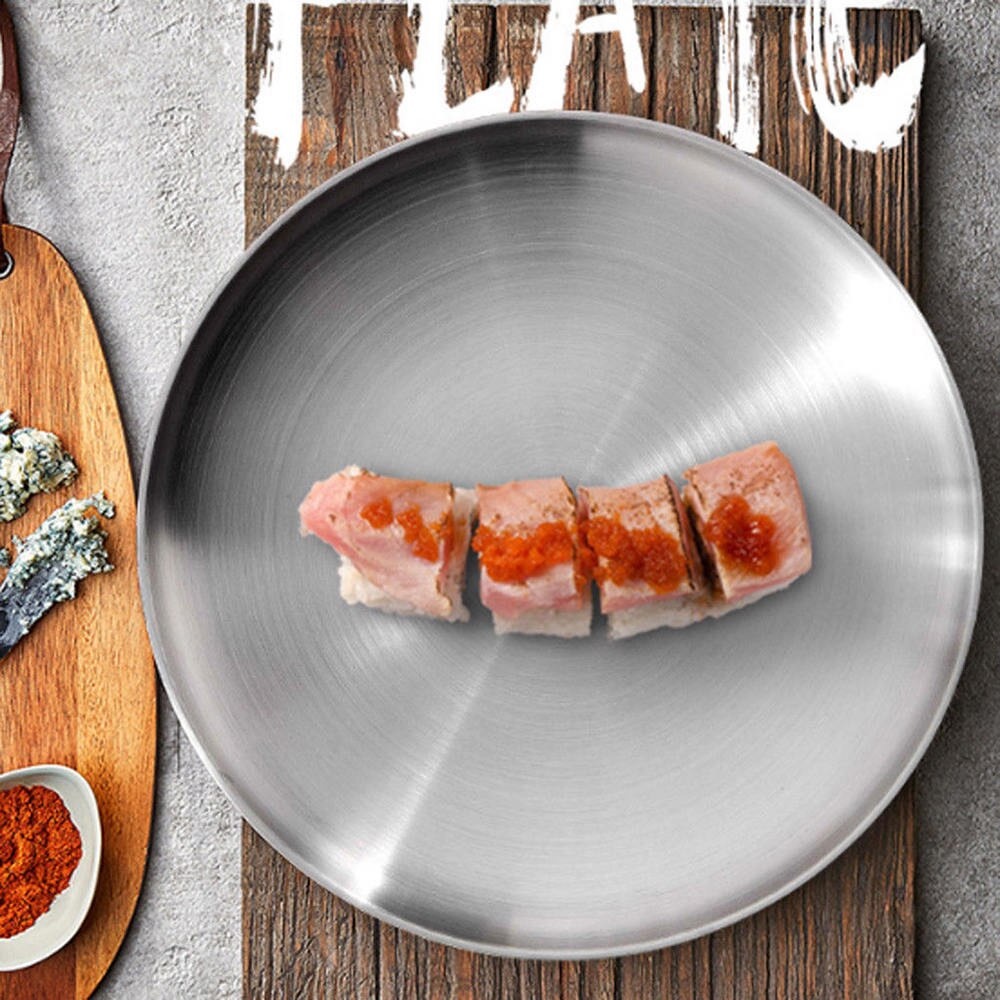 Piring Makan Nampan Baki European Style Stainless Steel 14 CM - SNTP0017 - Silver