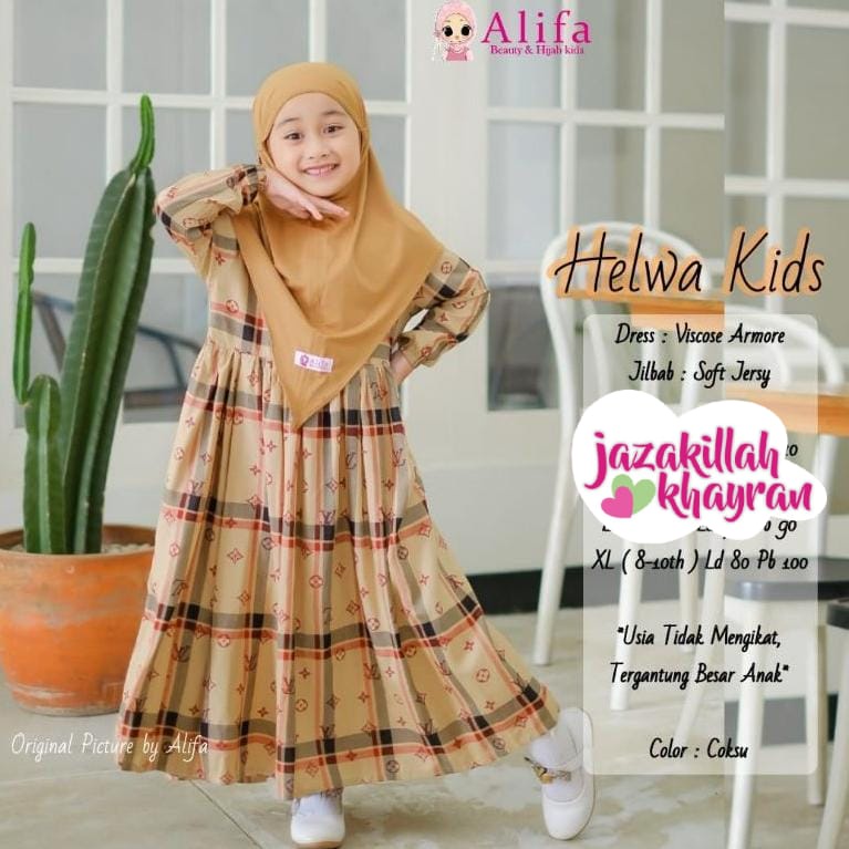 HELWA KIDS/DRESS ANAK MOTIF KOTAK/DRESS ANAK KEKINIAN/DRESS ANAK MURAH/DRESS ANAK TERBARU/DRESS ANAK TRENDY