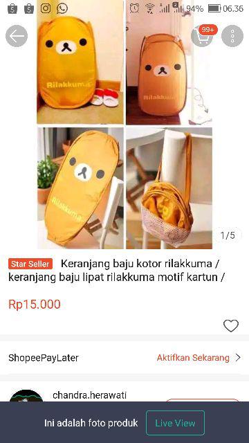 Keranjang Baju Kotor Rilakkuma / Keranjang Baju Lipat Motif Kartun /folding Laundry Basket