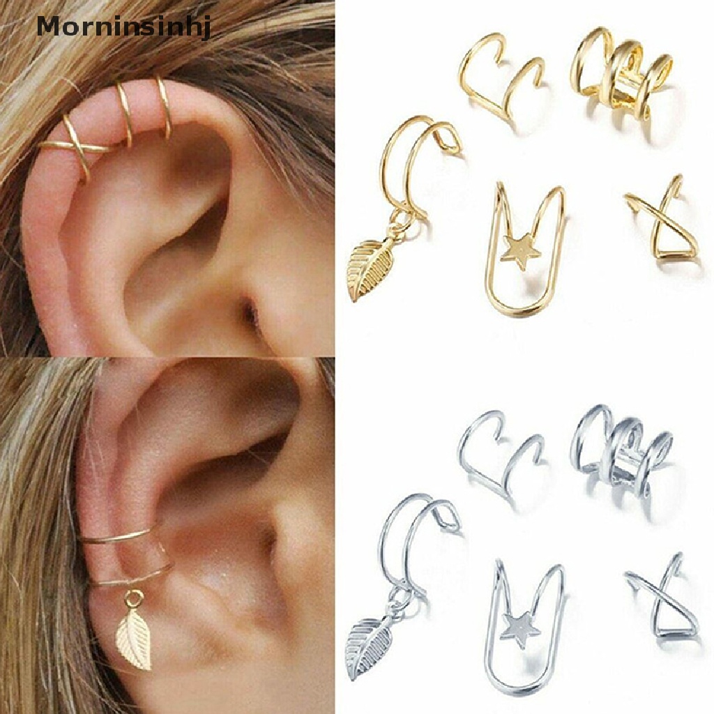 Mornin 5pcs /set Anting Klip Tanpa Tindik Trendy Link Rantai Earcuffs Cartilage Earrings id