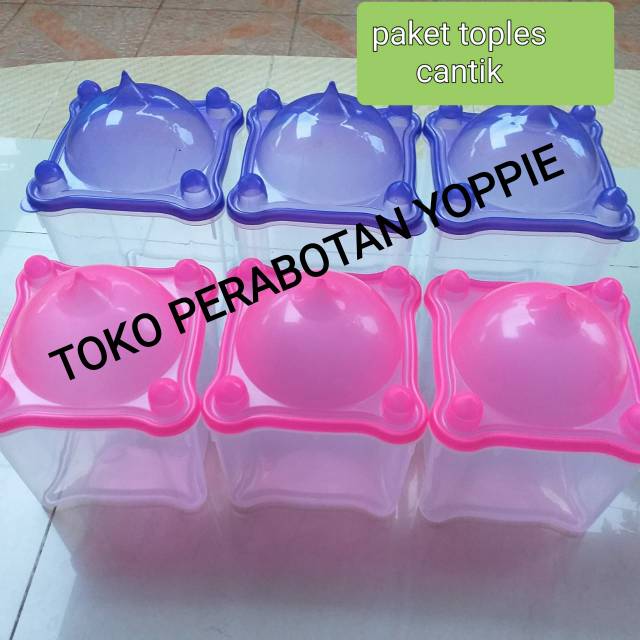 Toples plastik set isi 6 - toples kue - toples makanan - toples lebaran