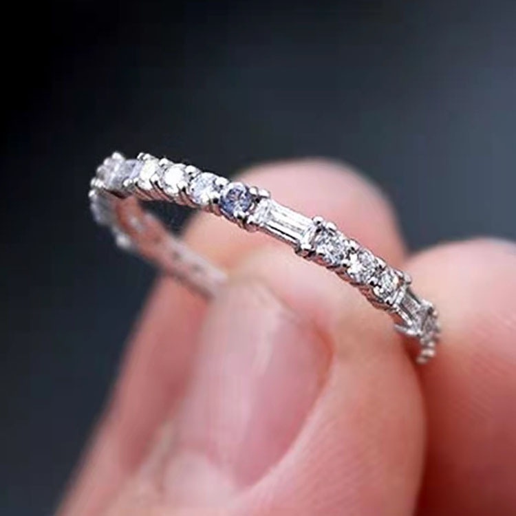 Cincin Bahan Tembaga Hias Zirconberlian Gaya Korea Untuk Wanita