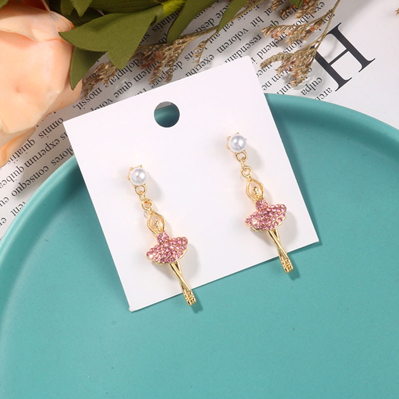 Anting Gantung Panjang Tusuk Gaya Korea Motif Penari Balet Aksen Rumbai Bahan Silver S925 Untuk Wanita