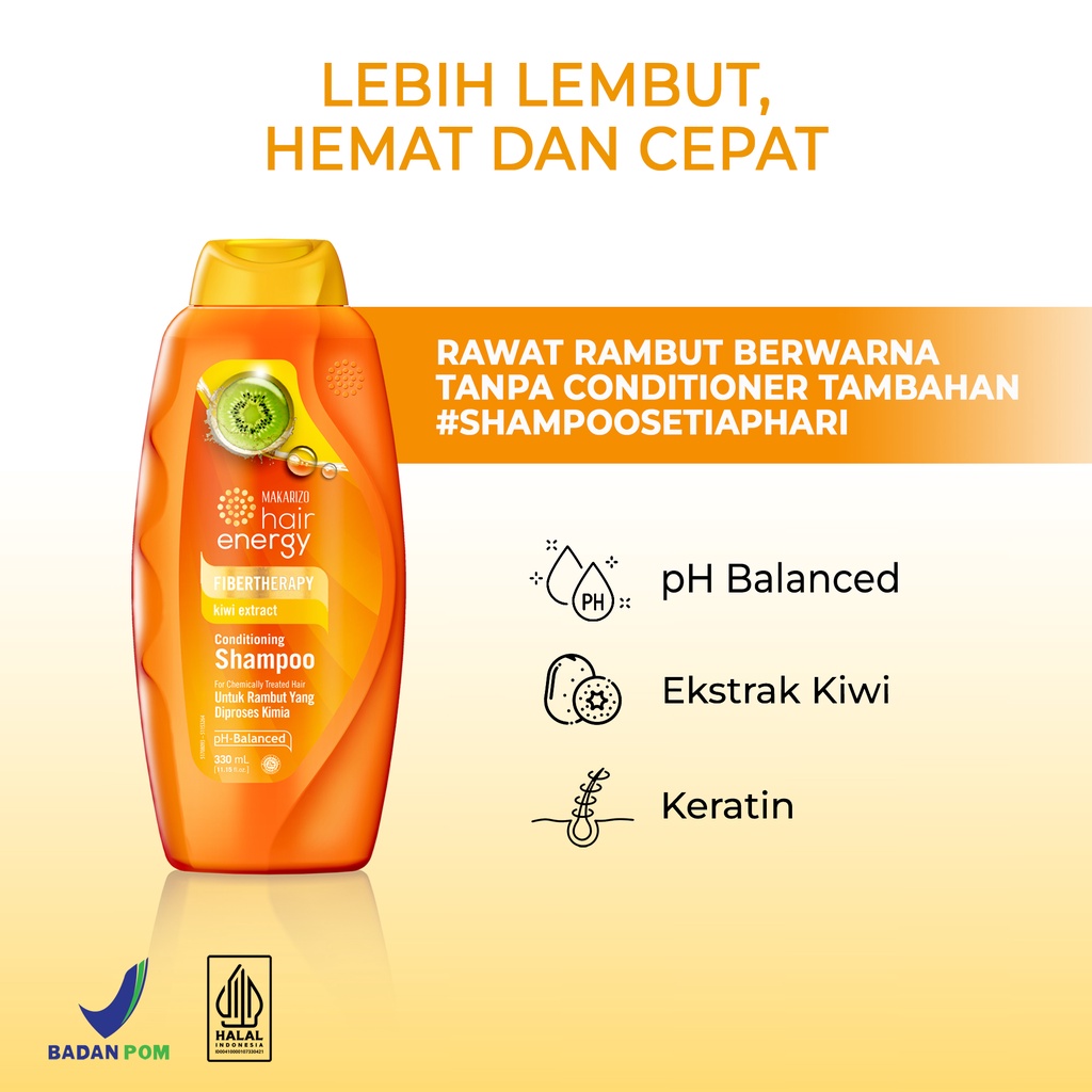 PAKET ISI 2 - Makarizo Hair Energy Fibertherapy Conditioning Shampoo Kiwi 330 mL-2