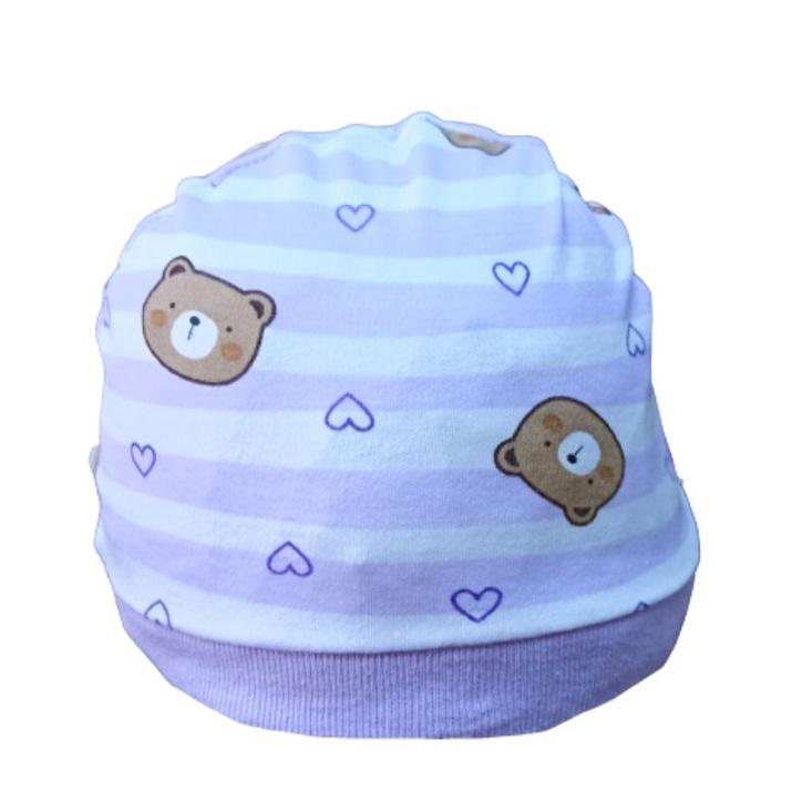 Topi Bayi Kupluk kaos motif / Topi Kupluk Bayi Rajut Laki Laki