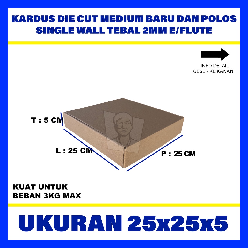 

Kardus Box Karton Polos Die Cut Uk 25x25x5