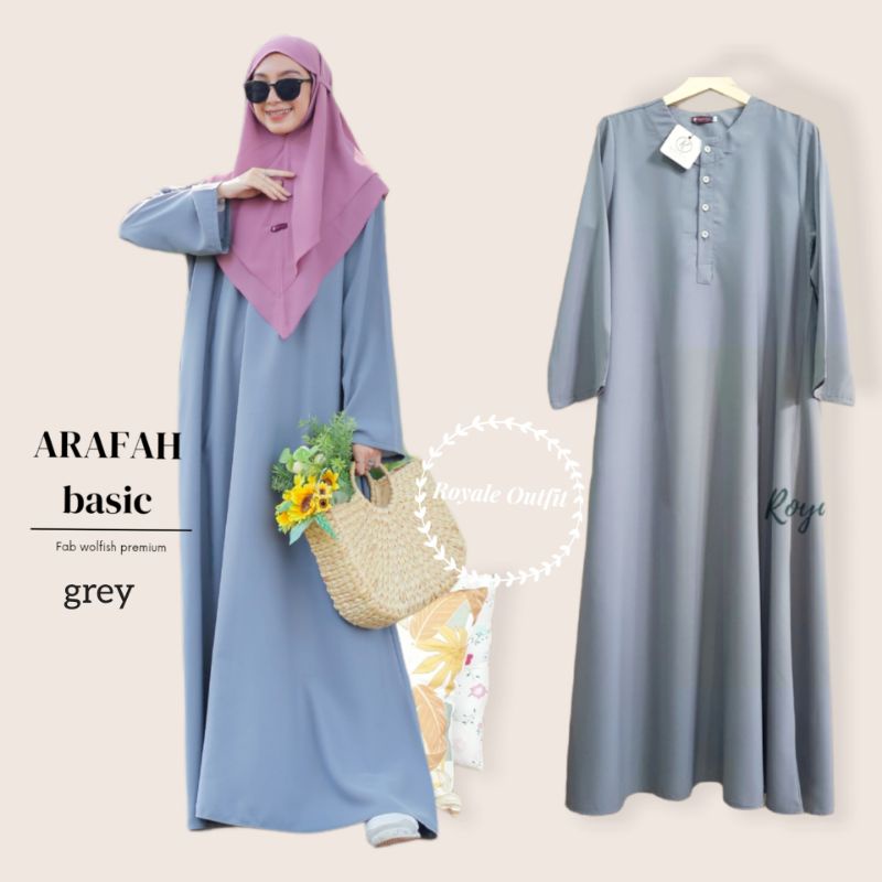 Arafah gamis abaya polos kancing depan size S-XXXL