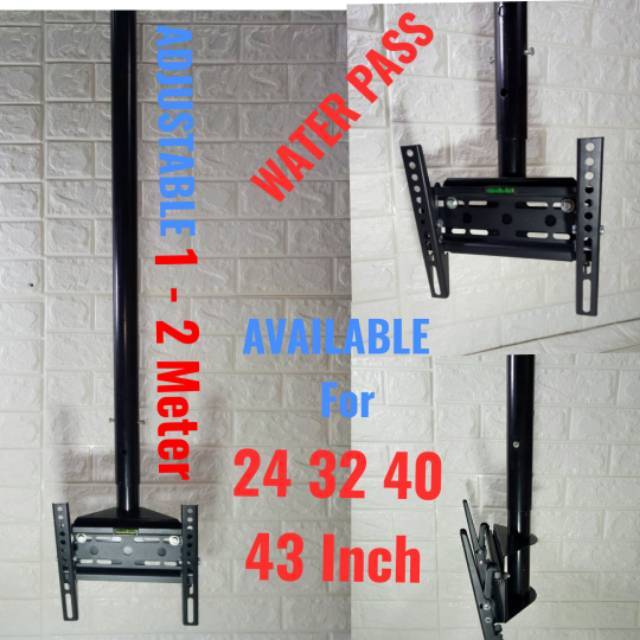 Bracket TV Gantung 43 40 32 24&quot; Water Pass 2 Meter Adjustable Bahan Tebal