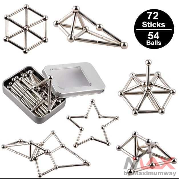 ZY Mainan Magnetik Steel Metalic Stick and Bucky Balls - J75 Warna Silver