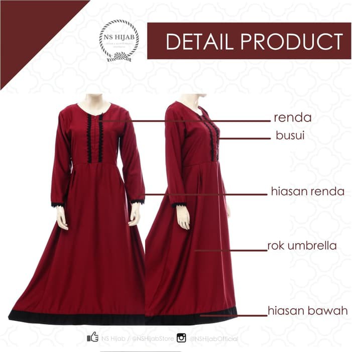 GAMIS BALOTELI KOMBINASI RENDA - SIENNA MAXY DRESS - gamis trend fashion