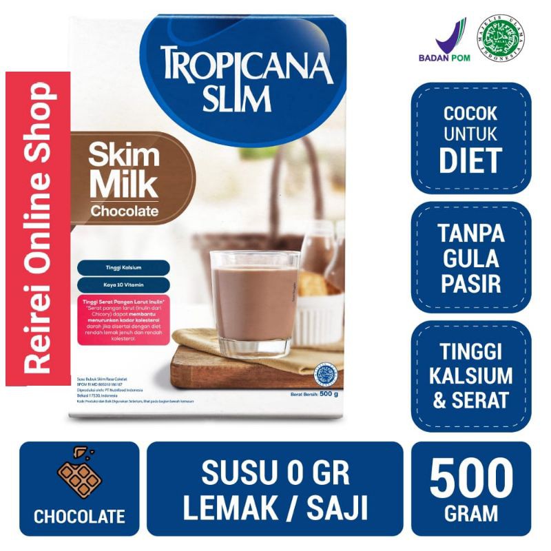 

TROPICANA SLIM SUSU SKIM MILK CHOCOLATE COKLAT 500 GRAM
