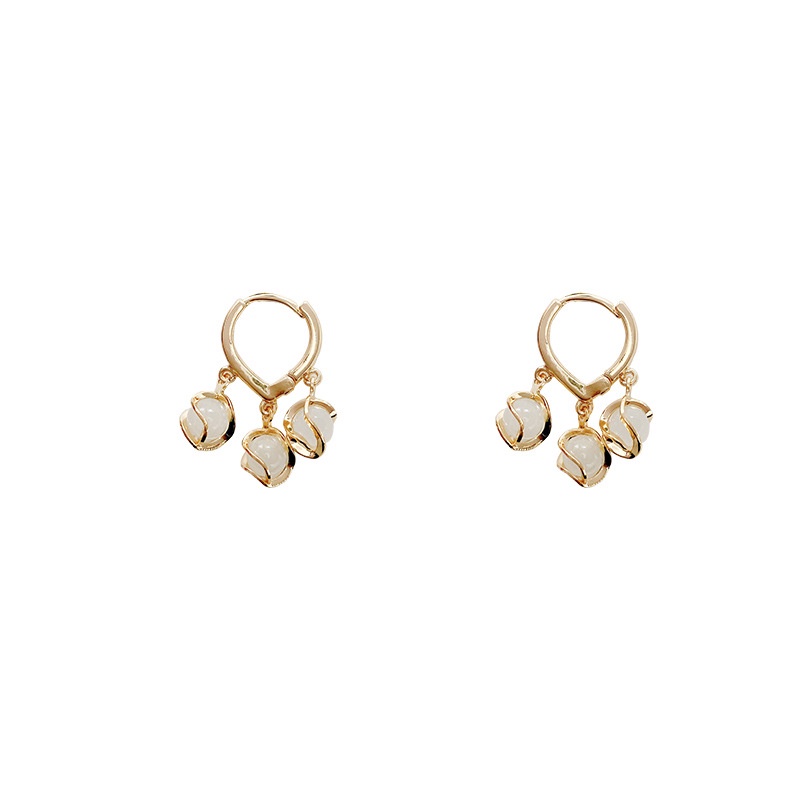Anting Stud Bahan 925 silver needle Bentuk Opal Untuk Wanita