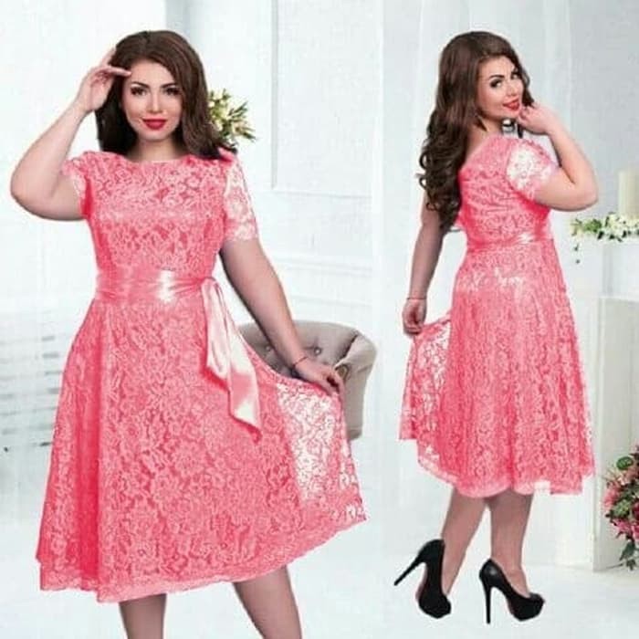 MINI DRESS BRUKAT JUMBO GAUN PESTA BRUKAT MELLY JUMBO  Terusan