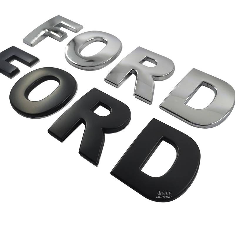 FORD Hood Emblem DIY Letter 45mm Chrome/Black Car Decals Stickers