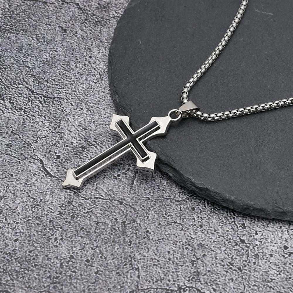 Needway  Party Gifts Cross Necklaces Vintage Clavicle Chains Men Necklaces Punk Stainless Steel Fashion Cool Gothic Street Style Cross Pendants/Multicolor