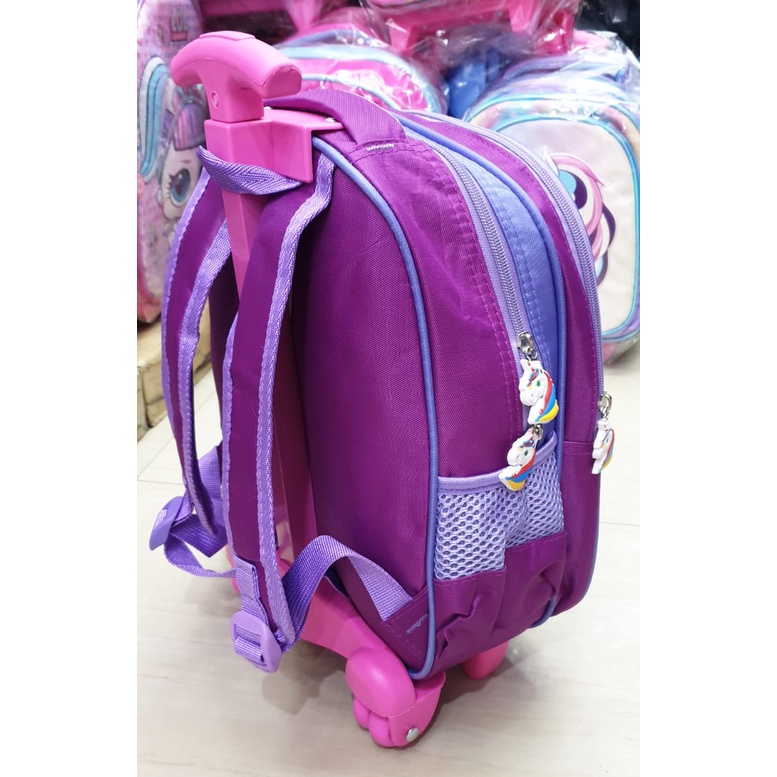 Promo TERMURAH Tas Roda Dorong Trolley Sekolah TK Anak PEREMPUAN KARAKTER PUTRI GAMBAR KUDA PONY PIRANG 3D TIMBUL UNGU LILAC ( Pirang Lily 3D 13&quot; - VALE TWO 14&quot; )