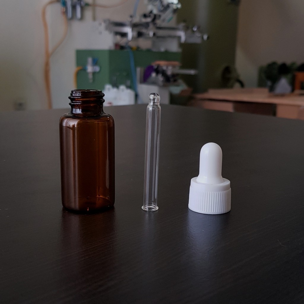 botol kaca pipet 18ml amber / botol tetes 18ml / botol serum 18ml - ring putih