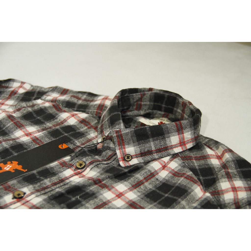 COD Kemeja Flanel Unisex Lengan Panjang Slimfit | Ilefen Tuelef Red Stripe 100% Original Brand